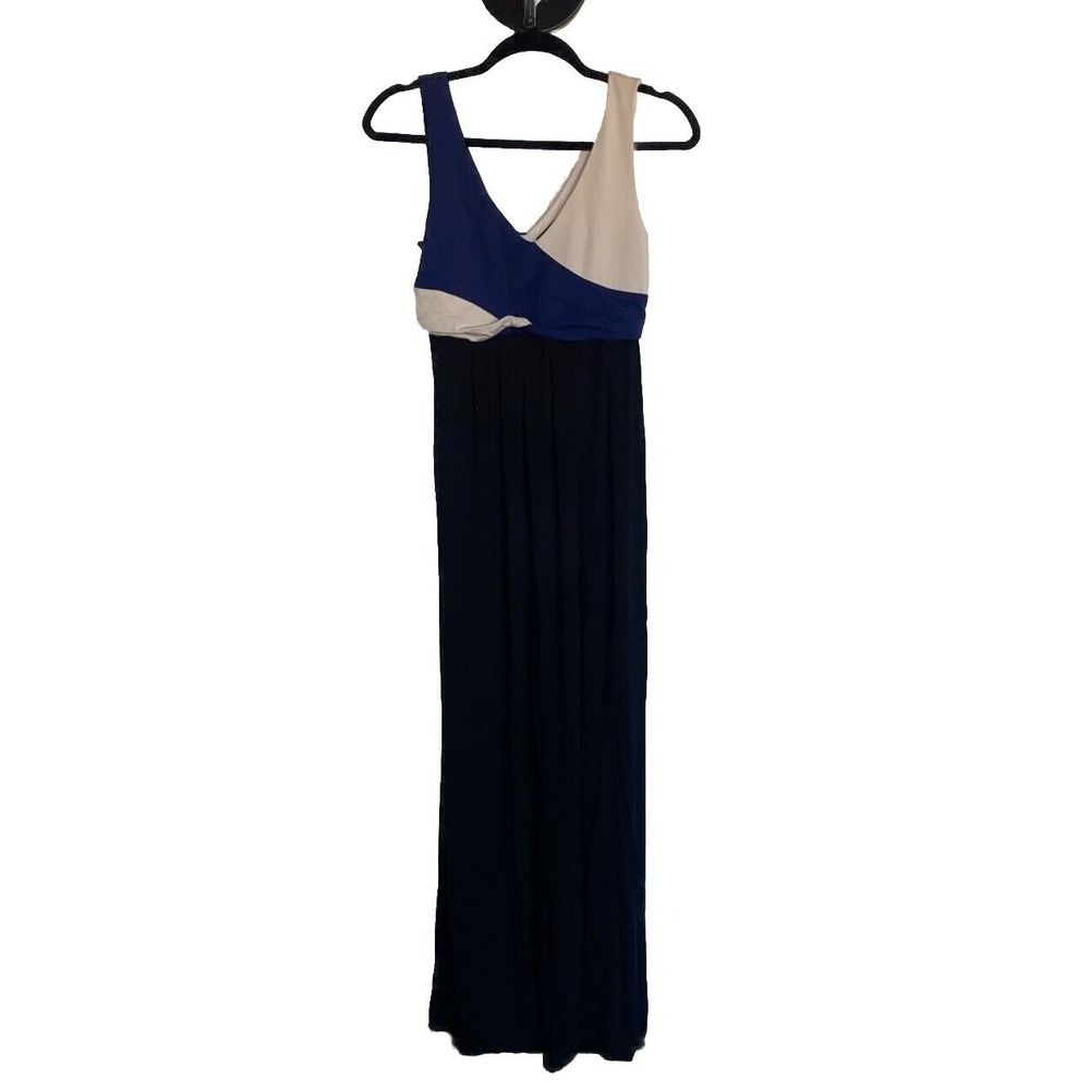 Anthropologie Maeve Elysian Maxi Dress Sz XS  Black/Royal Blue Sleeveless Jersey